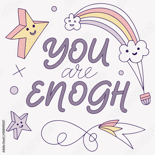 You Are Enough with doodle stars t shirt design