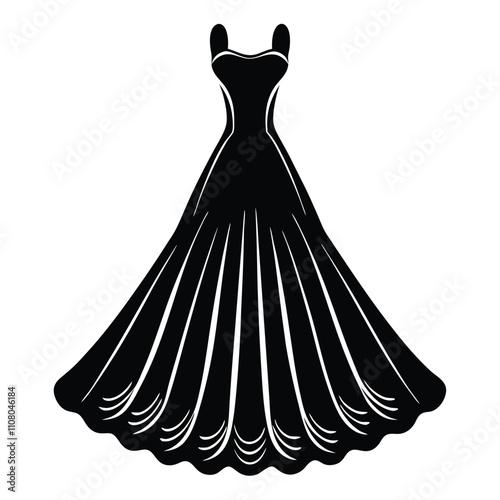 a black silhouette of a formal dress