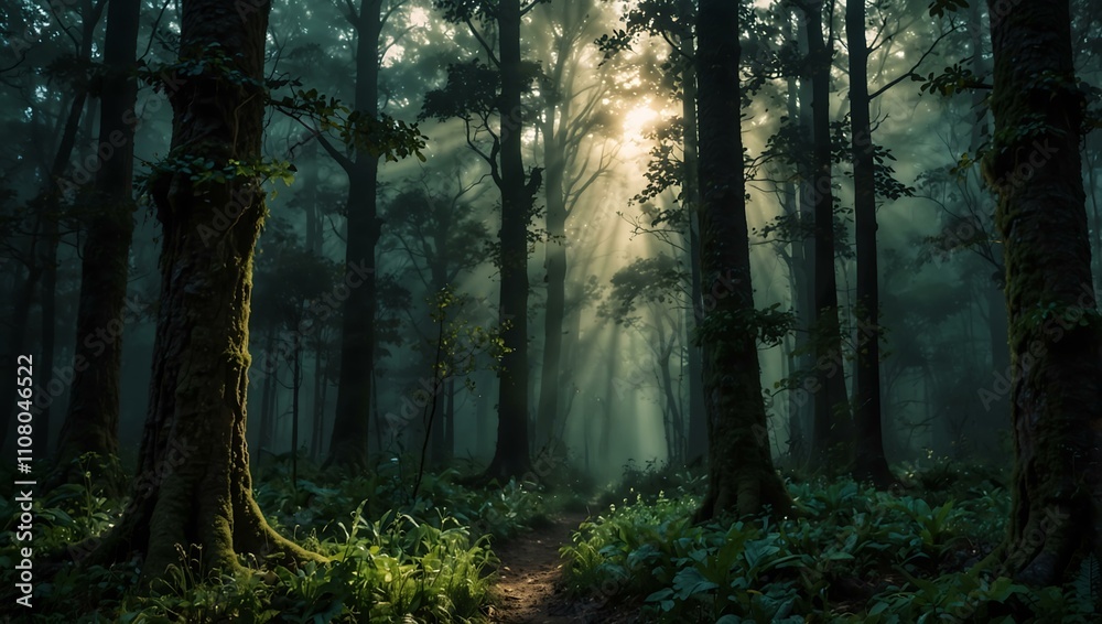 Obraz premium Mystical forest evoking the legend of the Holy Grail.