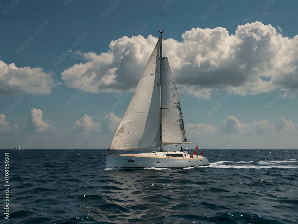 Obraz premium Nature yacht sailing on the sea.