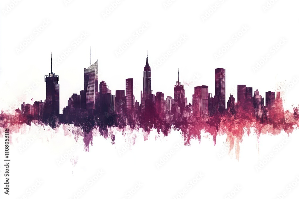 Fototapeta premium Artistic Watercolor Skyline of New York City