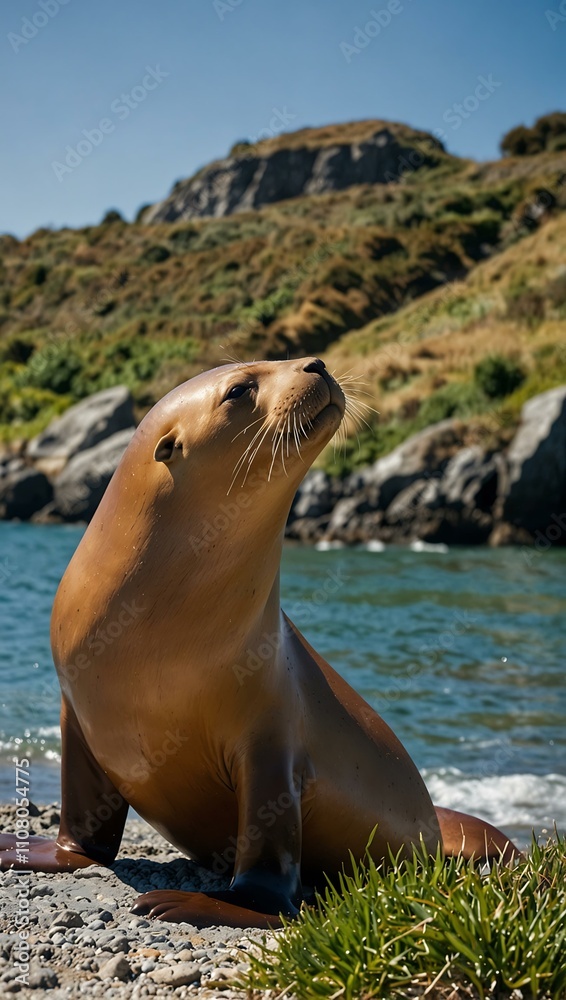 Fototapeta premium New Zealand sea lions mating near Dunedin.