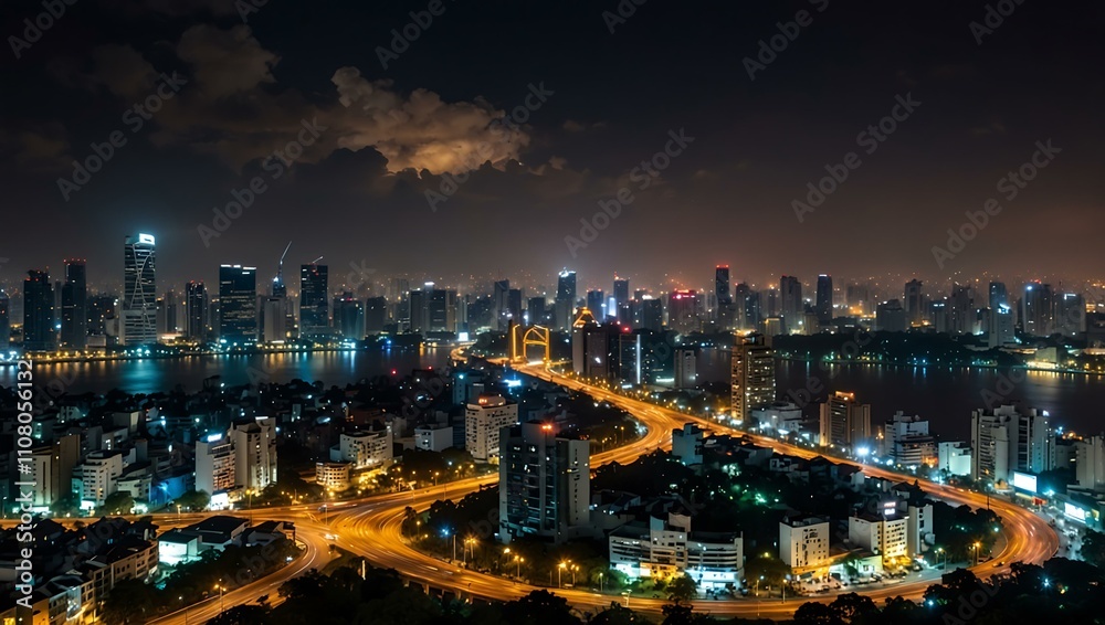 Nightscape of Ho Chi Minh City with skyline. Nightscape of Ho Chi Minh City with skyline.