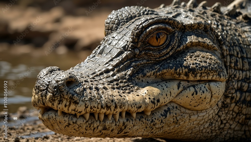 Naklejka premium Nile crocodile close-up.