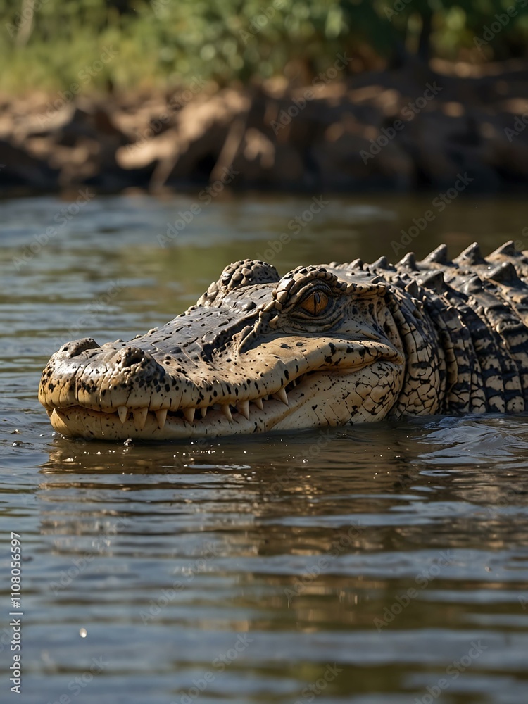 Nile crocodile in its habitat. Nile crocodile in its habitat.