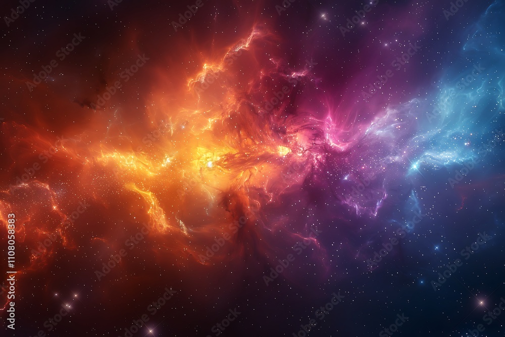 Fototapeta premium A vibrant cosmic nebula showcasing colorful gas and stars.