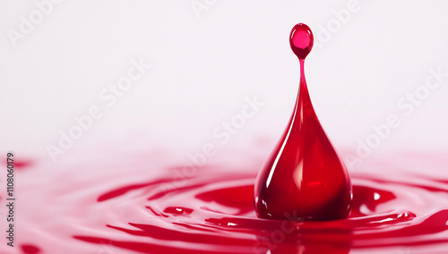 red drop of liquid isolated on a white background