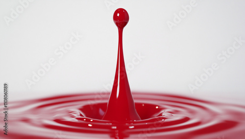 red drop of liquid isolated on a white background