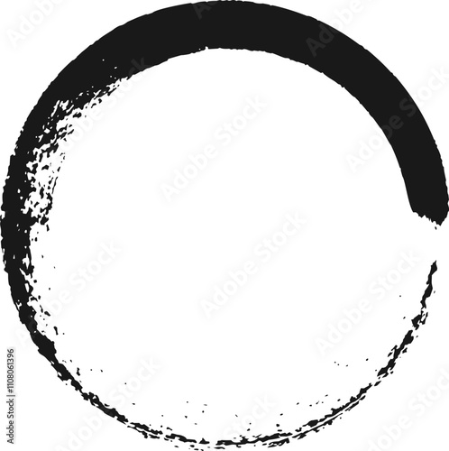 Hand drawn black enso zen circle is creating a beautiful and powerful symbol of enlightenment, strength, elegance, the universe, and mu - void -