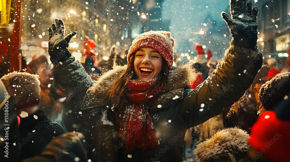christmas tree and snowman, christmas tree in the snow, woman christmas tree and snowman, christmas tree in the snow, woman