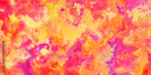 grungy marbled paint effect in orange, magenta, pink, yellow, red, purple suggesting abstract continents