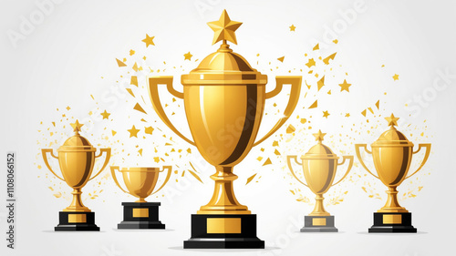 winner golden trophy cup on white background