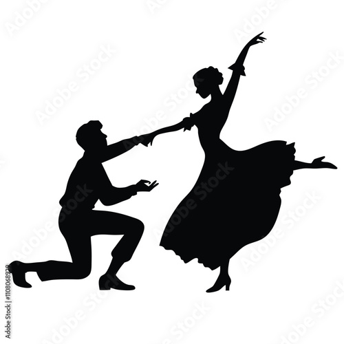 a black silhouette of a couple performing a dance