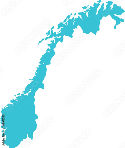 Norway MAP in Blue, Country Border, Norway Map, Border line of Norway, Geographic Map