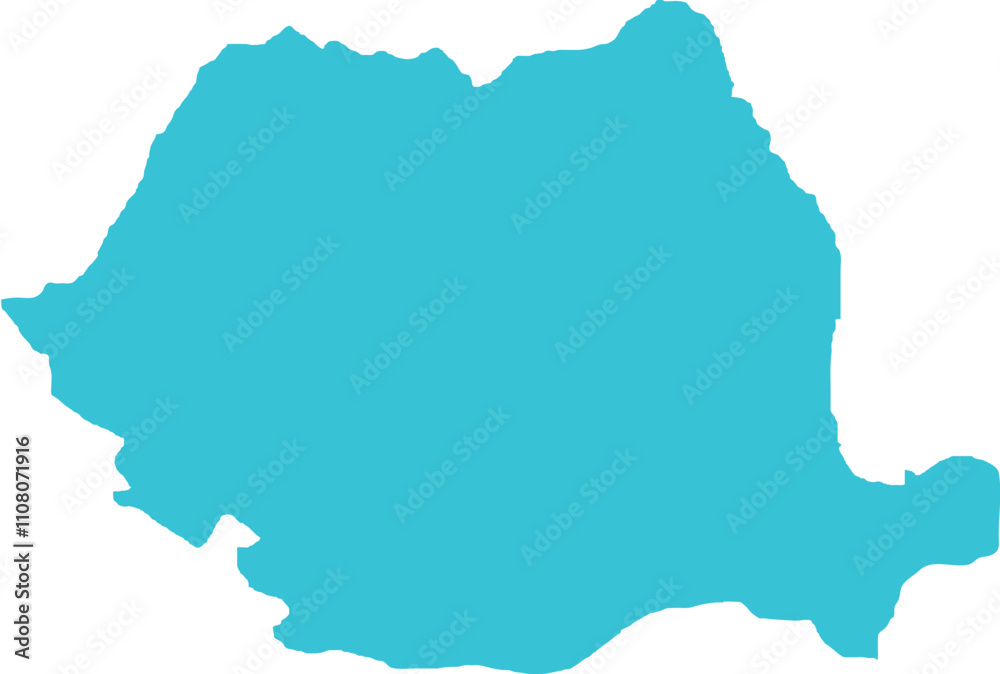 Obraz premium Romania MAP in Blue, Country Border, Romania Map, Border line of Romania, Geographic Map