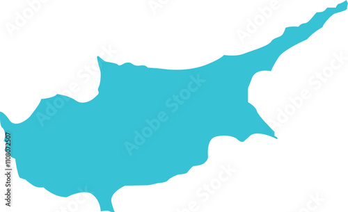 Cyprus MAP in Blue, Country Border, Cyprus Map, Border line of Cyprus, Geographic Map