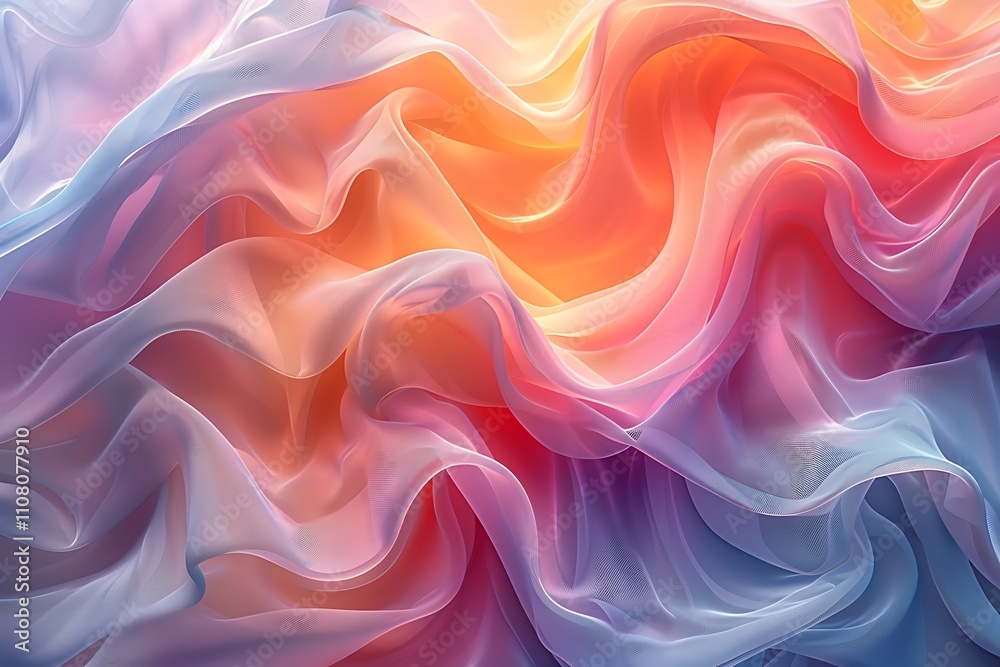 Fototapeta premium Abstract fabric waves in soft pastel colors creating a serene effect.