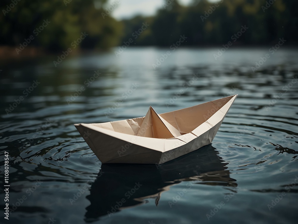 Obraz premium Paper boat floating.