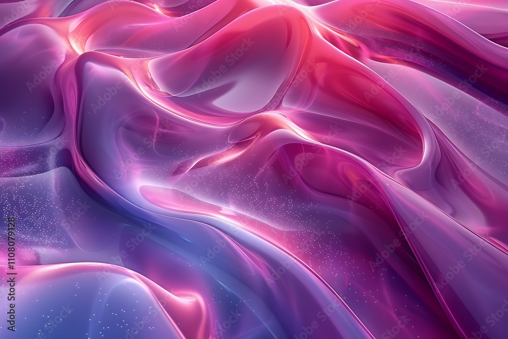 Obraz premium Abstract flowing waves in vibrant pink and purple hues.