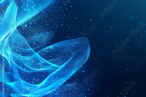 Abstract Blue Flowing Lines and Soft Curves with Fluid Motion and Seamless Gradient Background