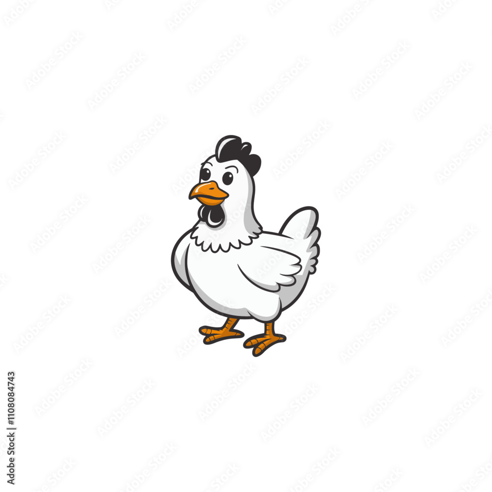 Obraz premium A cute cartoon of hen vector illustration, cute cartoon rooster, Chicken Cartoon Rooster Character, hen cartoon, Chicken Cartoon logo type editable file