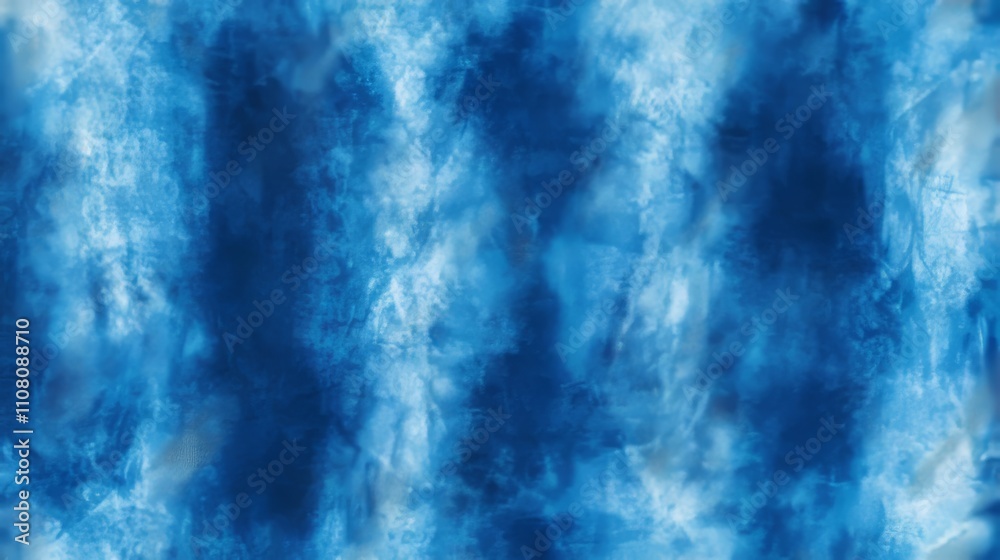 Obraz premium Blue striped tie-dye shirt design. A seamless vector repeat for backgrounds, banners, and batik art. 