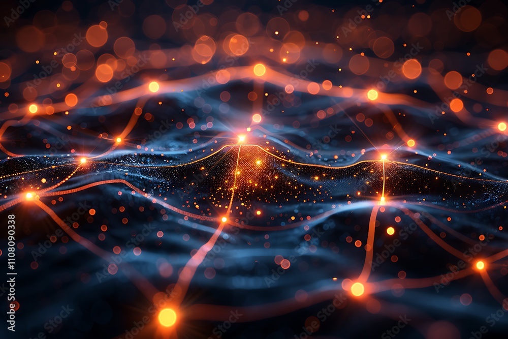 Fototapeta premium Abstract representation of interconnected data and energy flow.