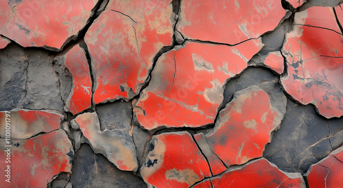 Textura abstrata de pedra rachada vermelha e preta