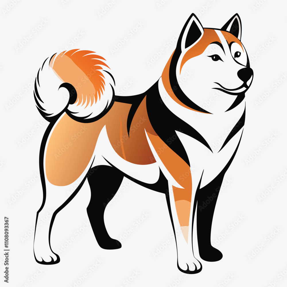 Obraz premium Akita vector White background illustration Generative Ai