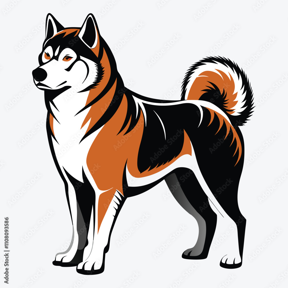 Fototapeta premium Akita vector White background illustration Generative Ai