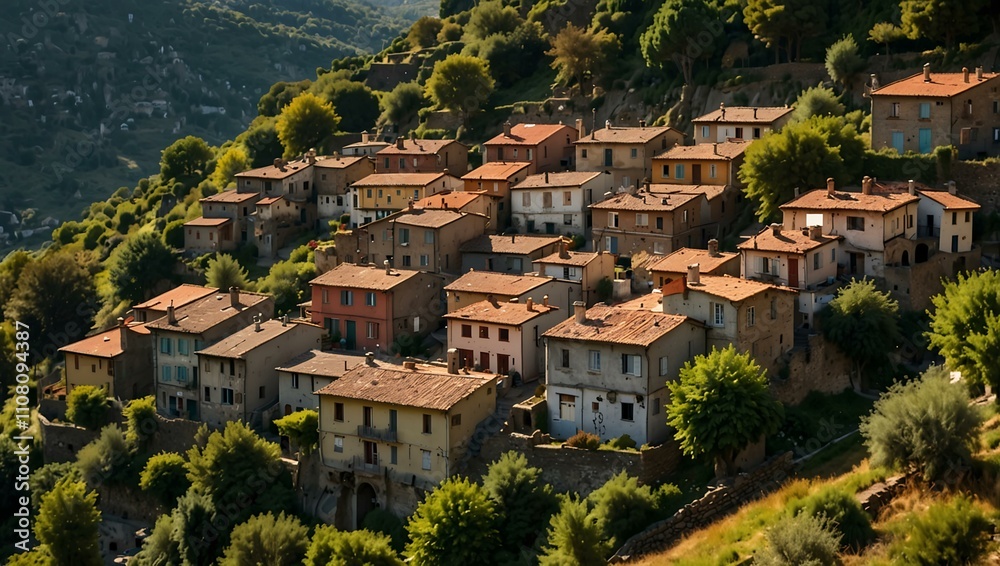 Fototapeta premium Picturesque village of Corippo in vivid detail.