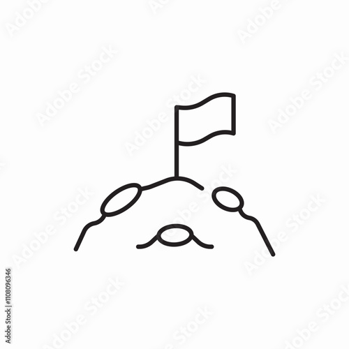 flag on moon icon sign vector