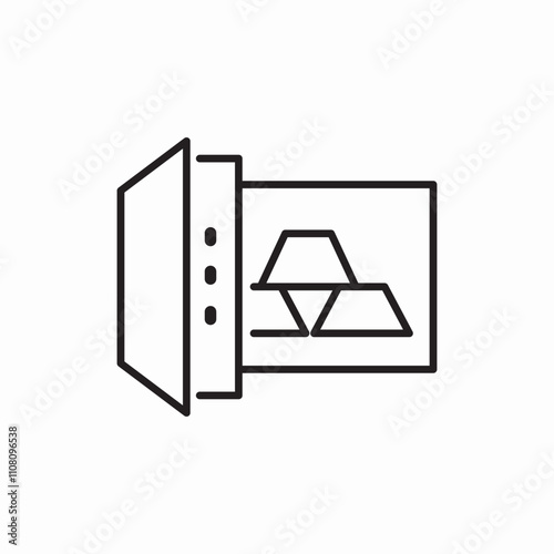 gold bars in safe icon sign vector