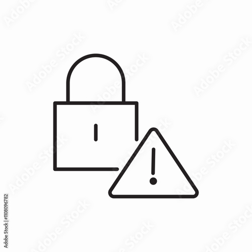 lock alert eclamation mark icon sign vector photo