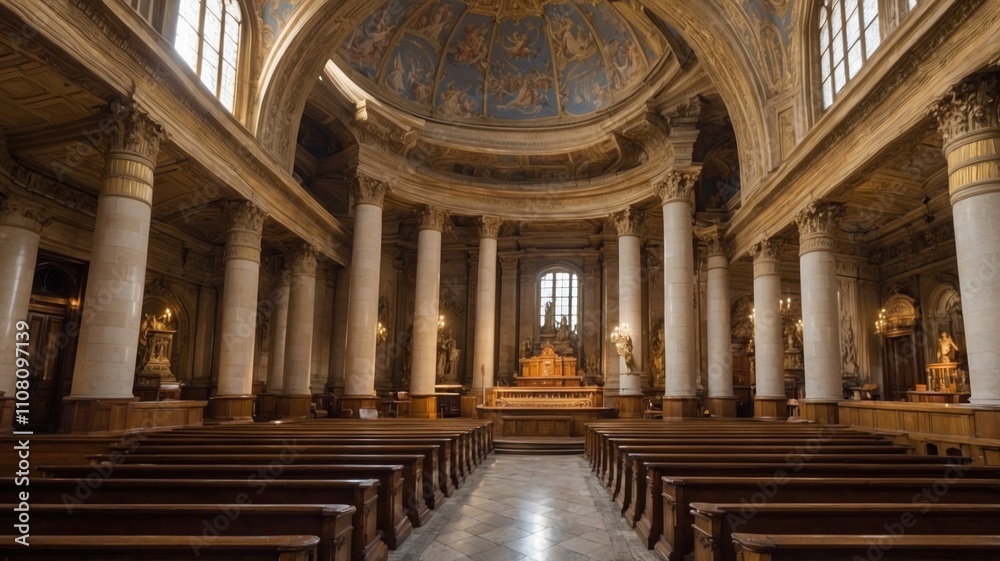 Obraz premium the altar in la madeleine church with a room