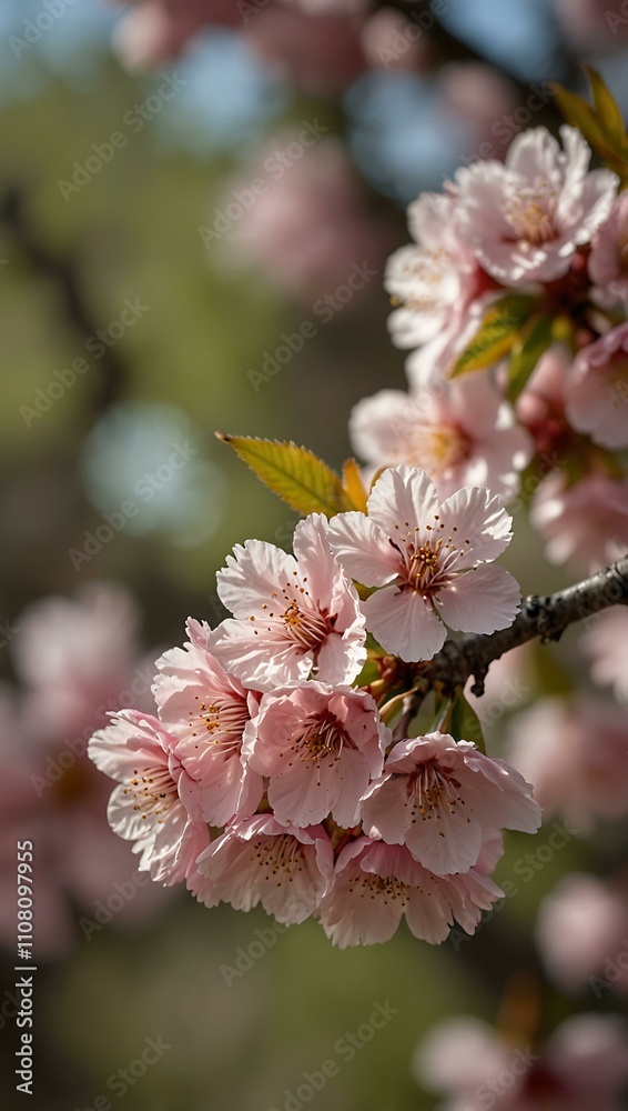 Obraz premium Pink cherry blossoms in spring.