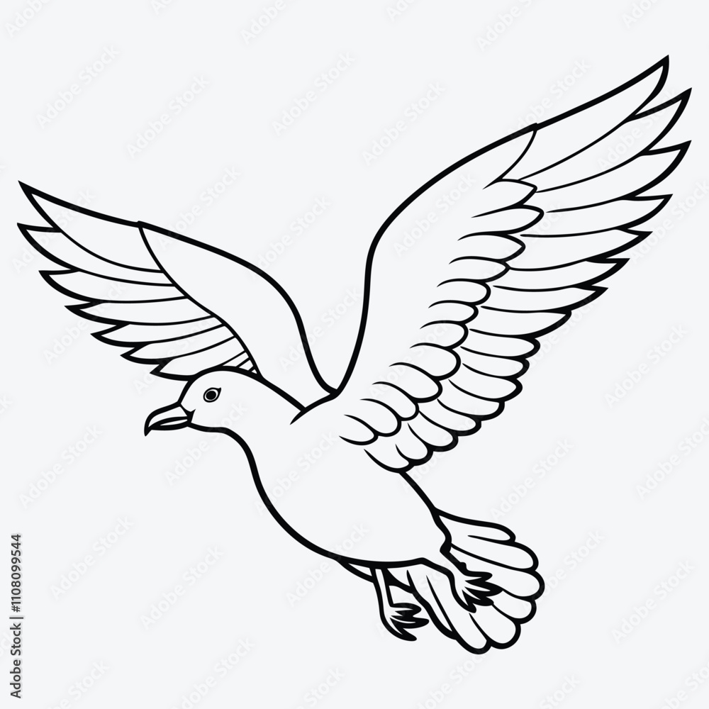 Obraz premium Albatross line art White background illustration Generative Ai