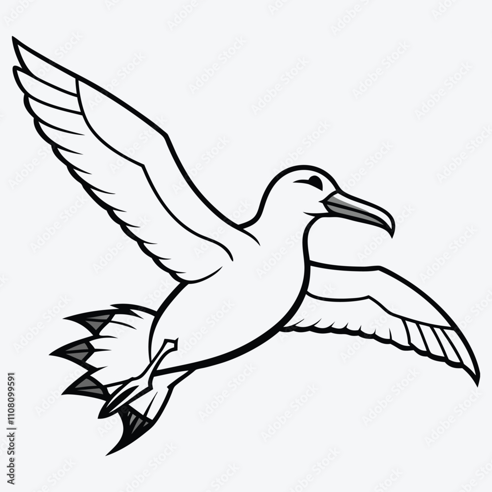 Fototapeta premium Albatross line art White background illustration Generative Ai