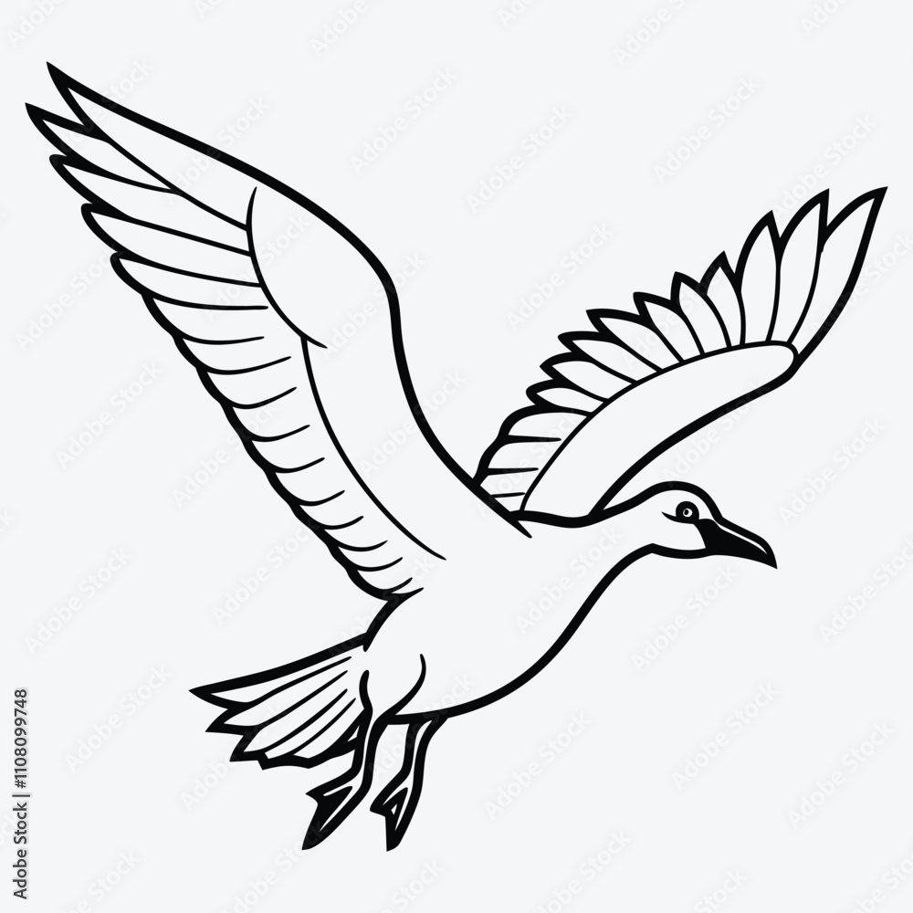 Obraz premium Albatross line art White background illustration Generative Ai