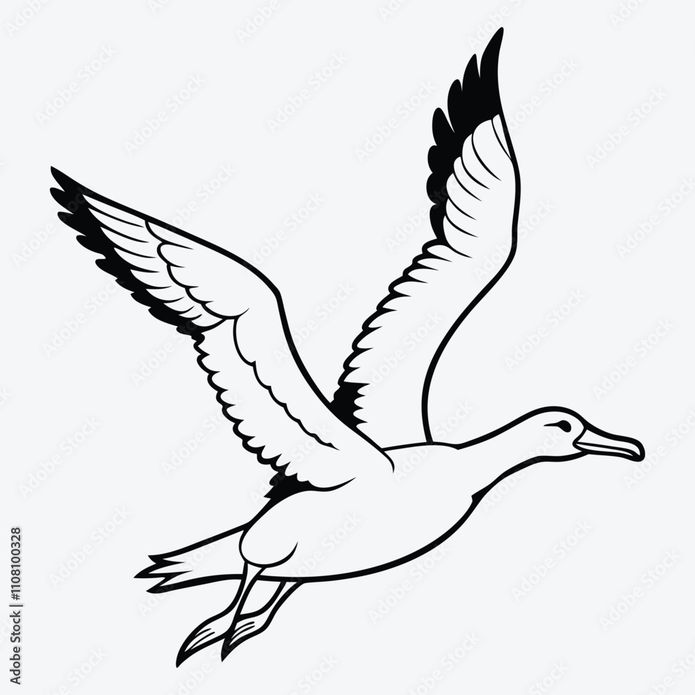 Fototapeta premium Albatross line art White background illustration Generative Ai