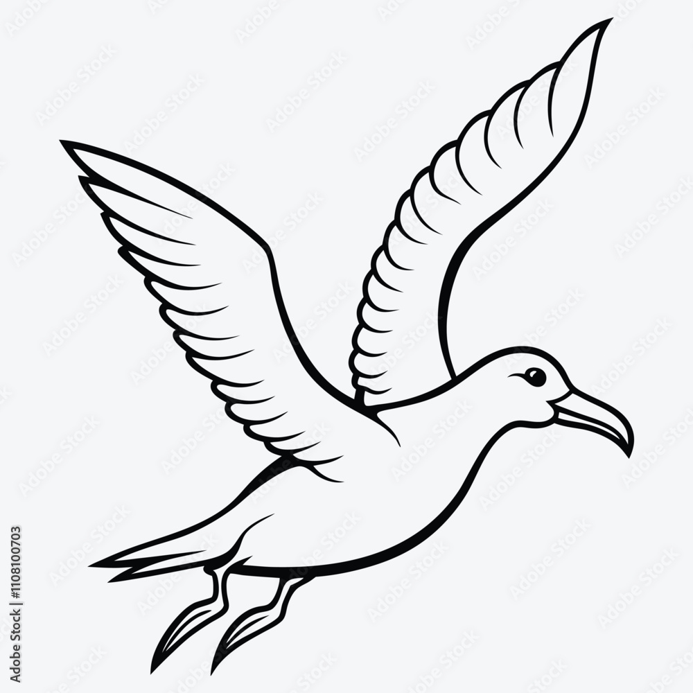 Obraz premium Albatross line art White background illustration Generative Ai