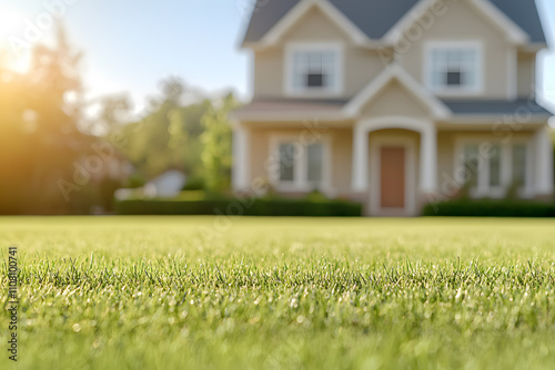 Wallpaper Mural Blurred Background of a Beautiful House Yard – Soft Focus on Lush Landscaping, Garden Features, and Outdoor Living Space Torontodigital.ca