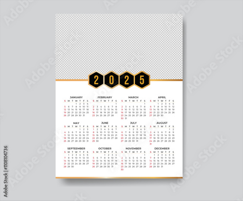 2025 full-page calendar design layout in modern style wall calendar.