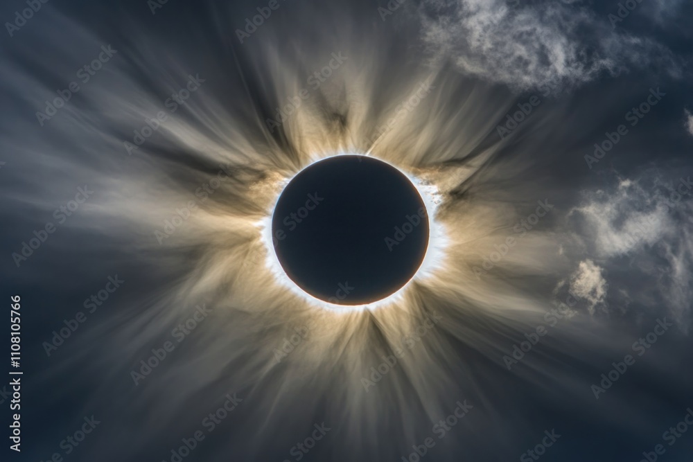 Obraz premium A Total Solar Eclipse Displaying Radiant Light Rays