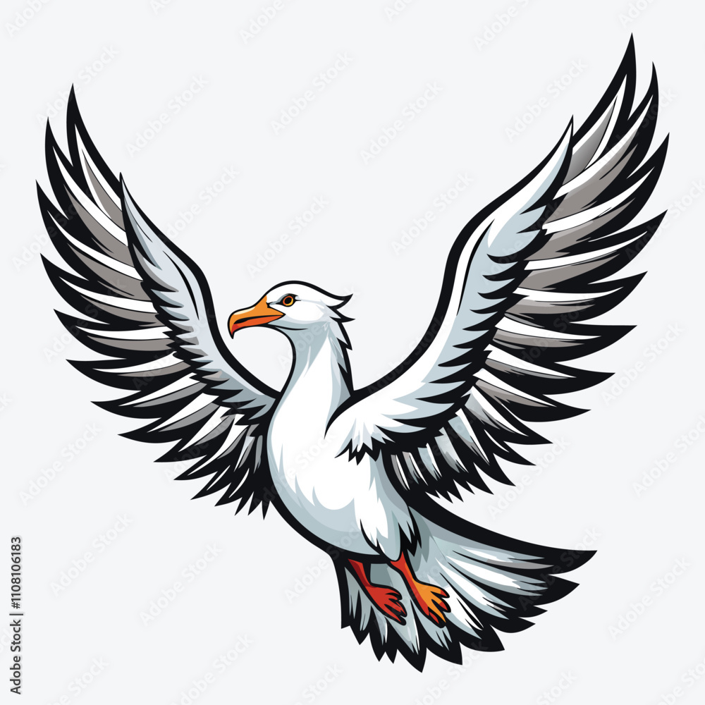 Fototapeta premium Albatross vector White background illustration Generative Ai