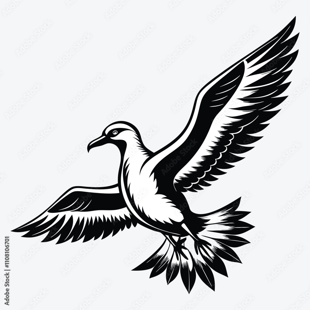 Obraz premium Albatross vector White background illustration Generative Ai