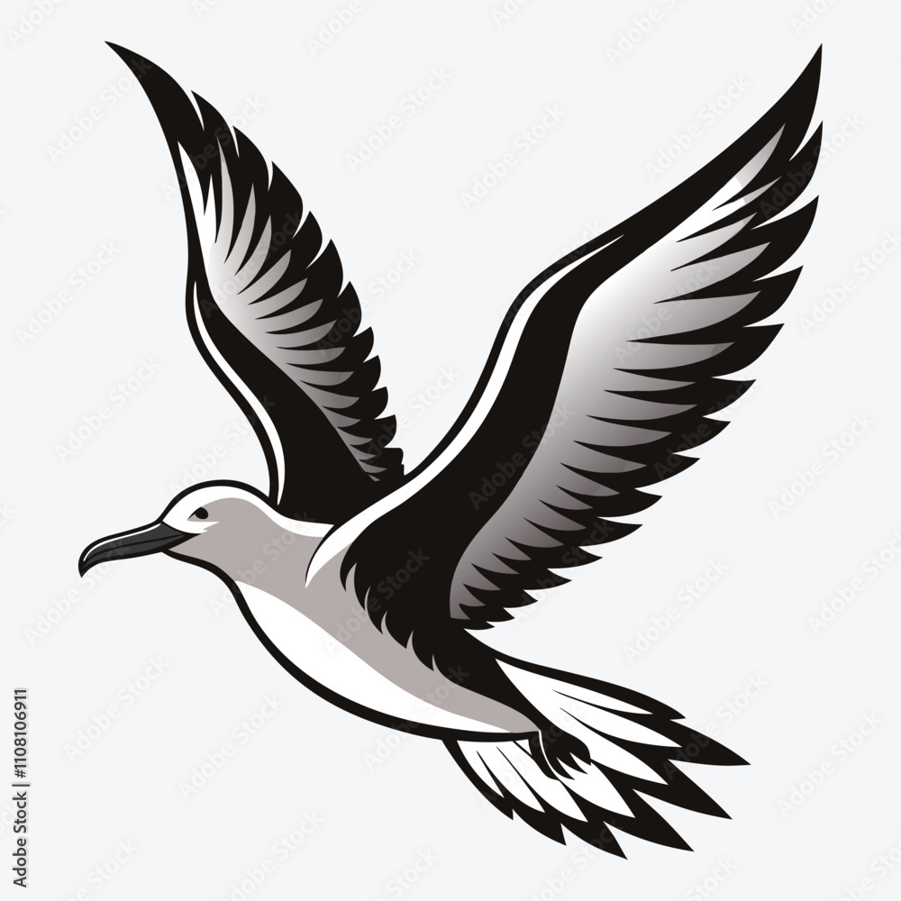 Obraz premium Albatross vector White background illustration Generative Ai