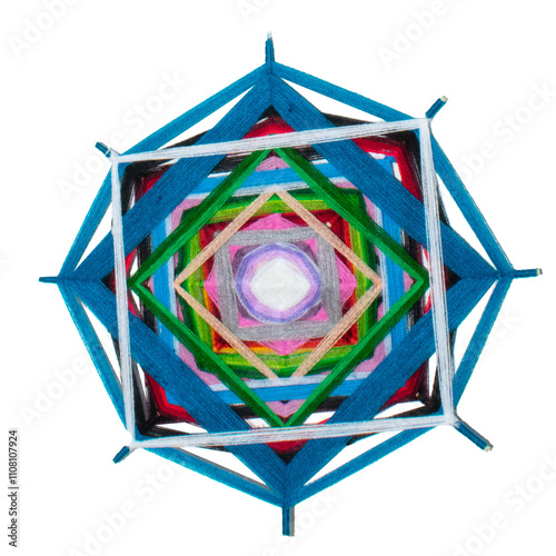 Braided multi-colored mandalas from handmade yarn 