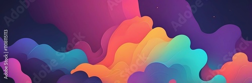 artistic vibrant neon color abstract gradient color waves background with putple, orange, blue, yellow colors photo