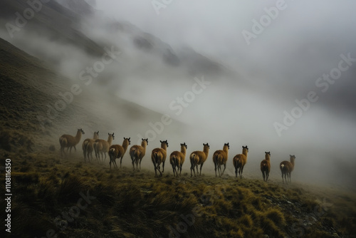 Wildebeest Herd Running Across the African Savannah